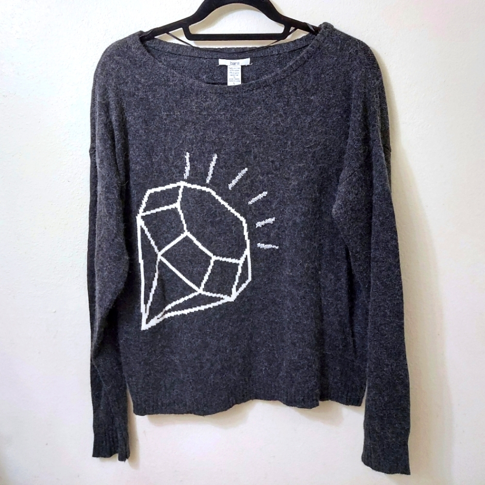 Bar III Crewneck Pullover Sweater Large Charcoal Gray